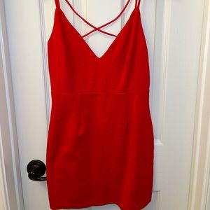 Red bodycon dress with strappy back